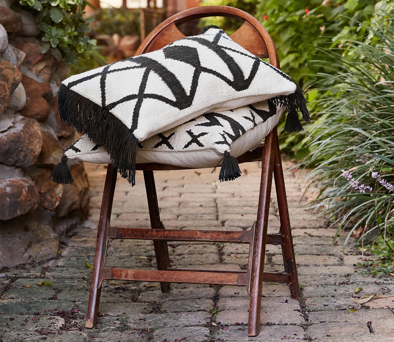 Loloi Black Ivory Woven Lumbar Throw Pillow Set of 2 by Loloi
