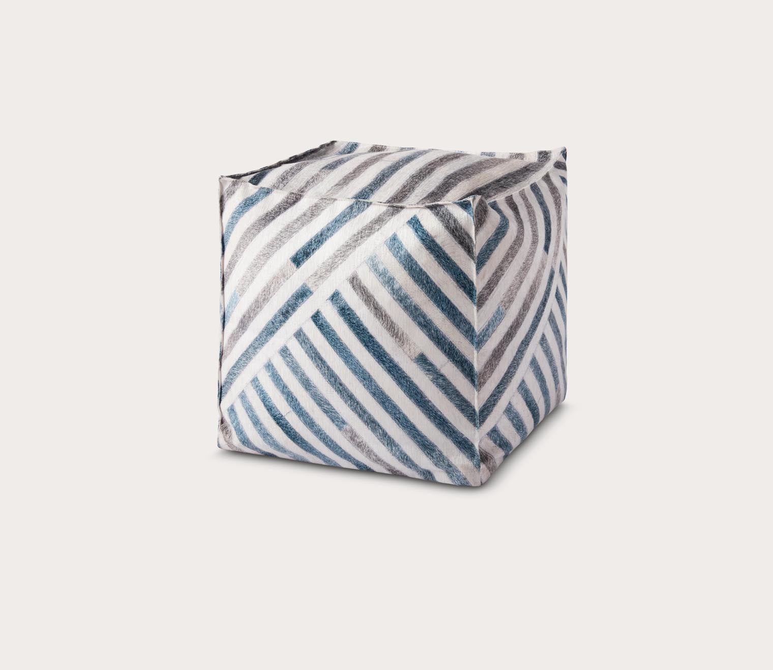 Loloi Blue Stripe Square Pouf by Loloi