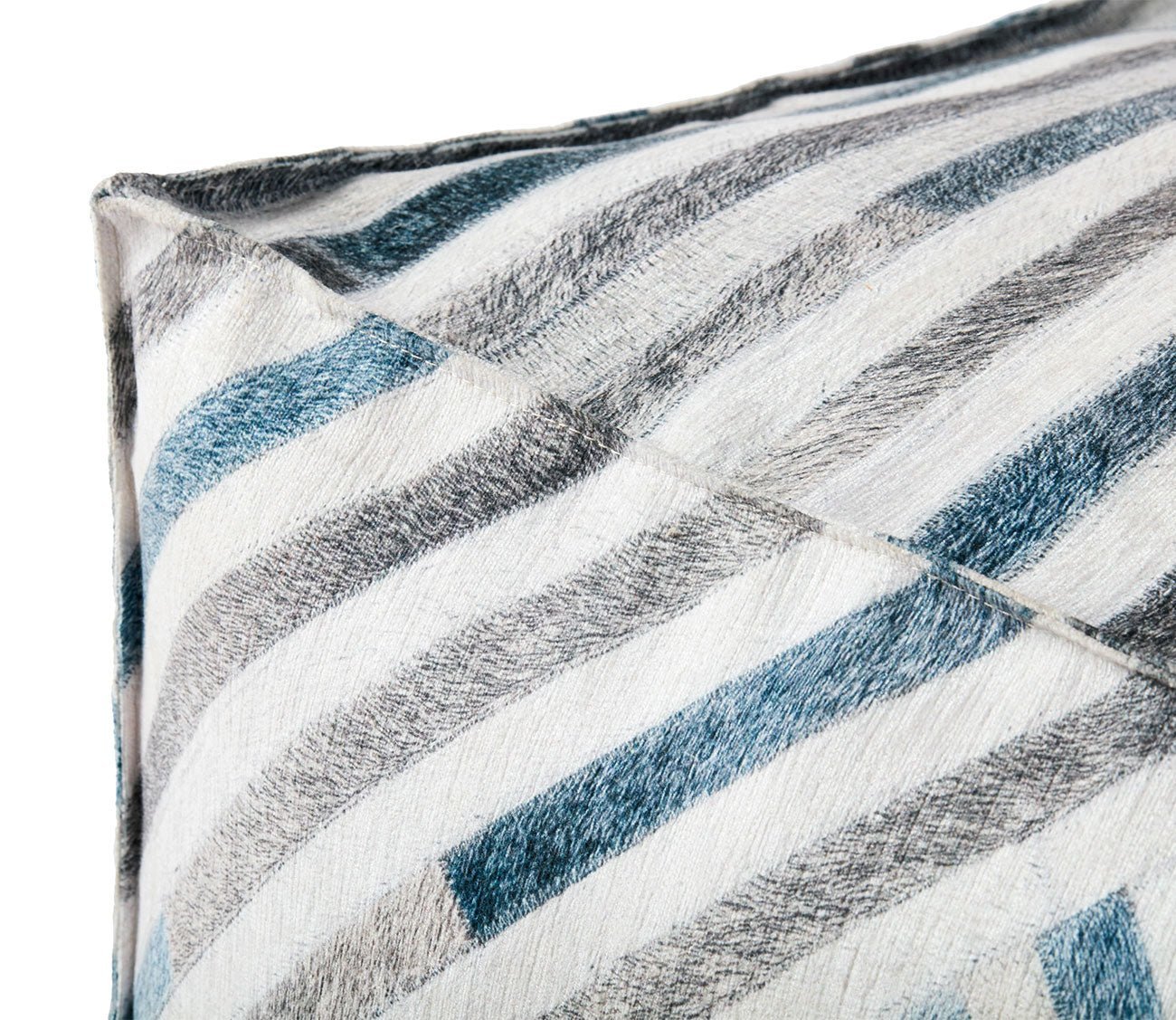 Loloi Blue Stripe Square Pouf by Loloi