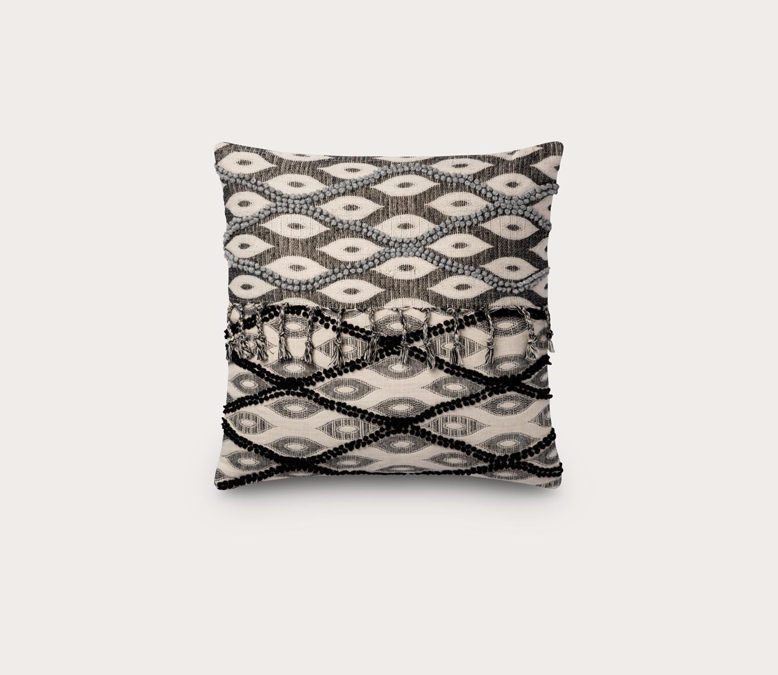 Embroidered Black Throw Pillow Set of 2