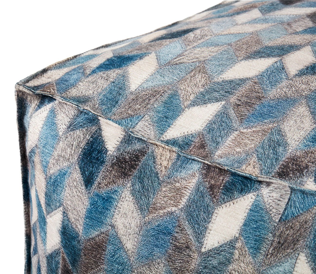 Loloi Grey Geometric Square Pouf by Loloi