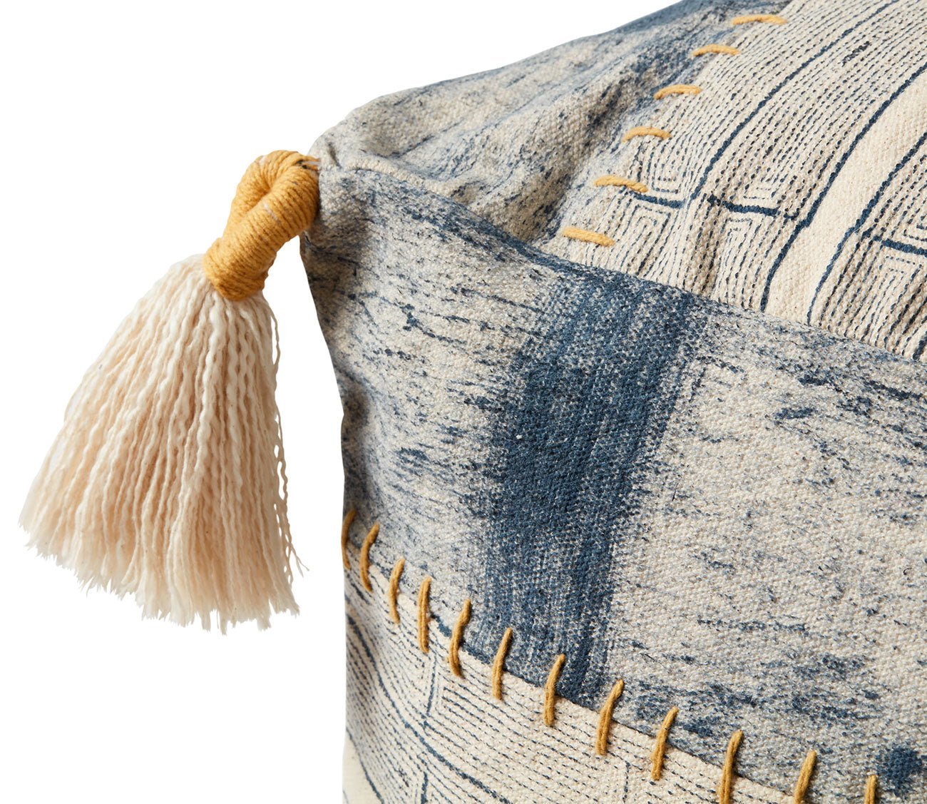 Loloi Indigo Tassel Square Pouf by Loloi