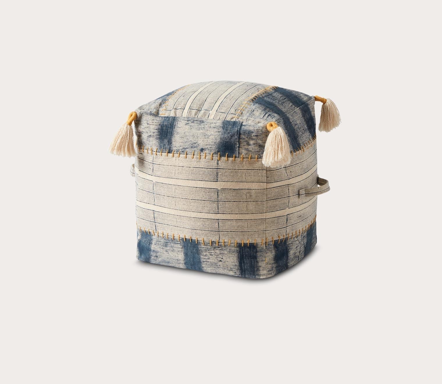 Loloi Indigo Tassel Square Pouf by Loloi