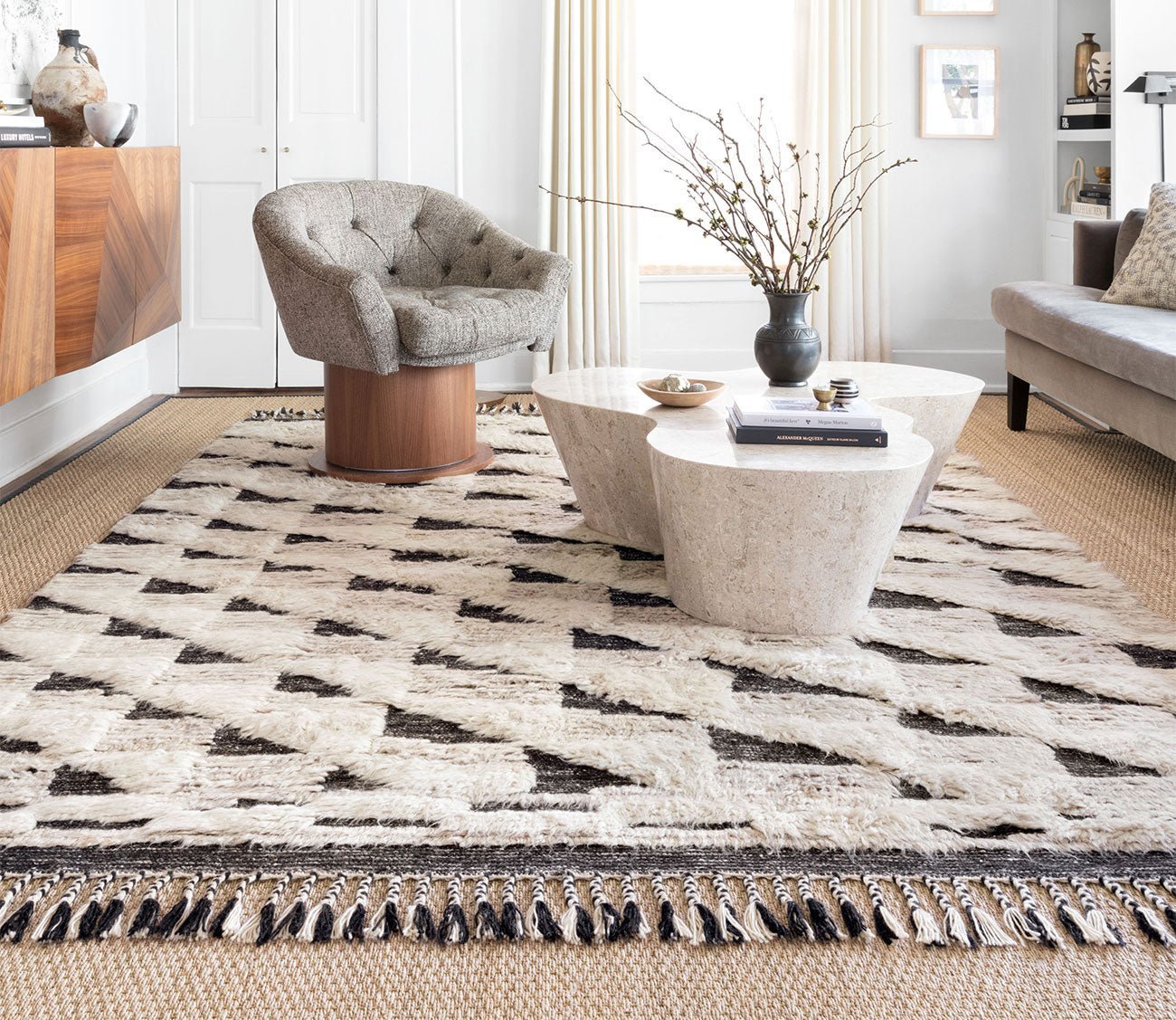 Khalid Natural Black Area Rug