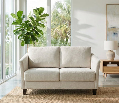 Luonto Naples Sleeper Loveseat in light gray in roomscene