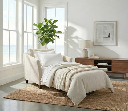 Luonto Naples Sleeper Chair in light gray in roomscene