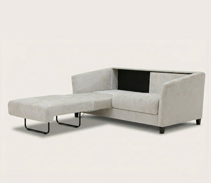 Luonto Naples Sleeper Sofa, ivory, silo, half open at angle