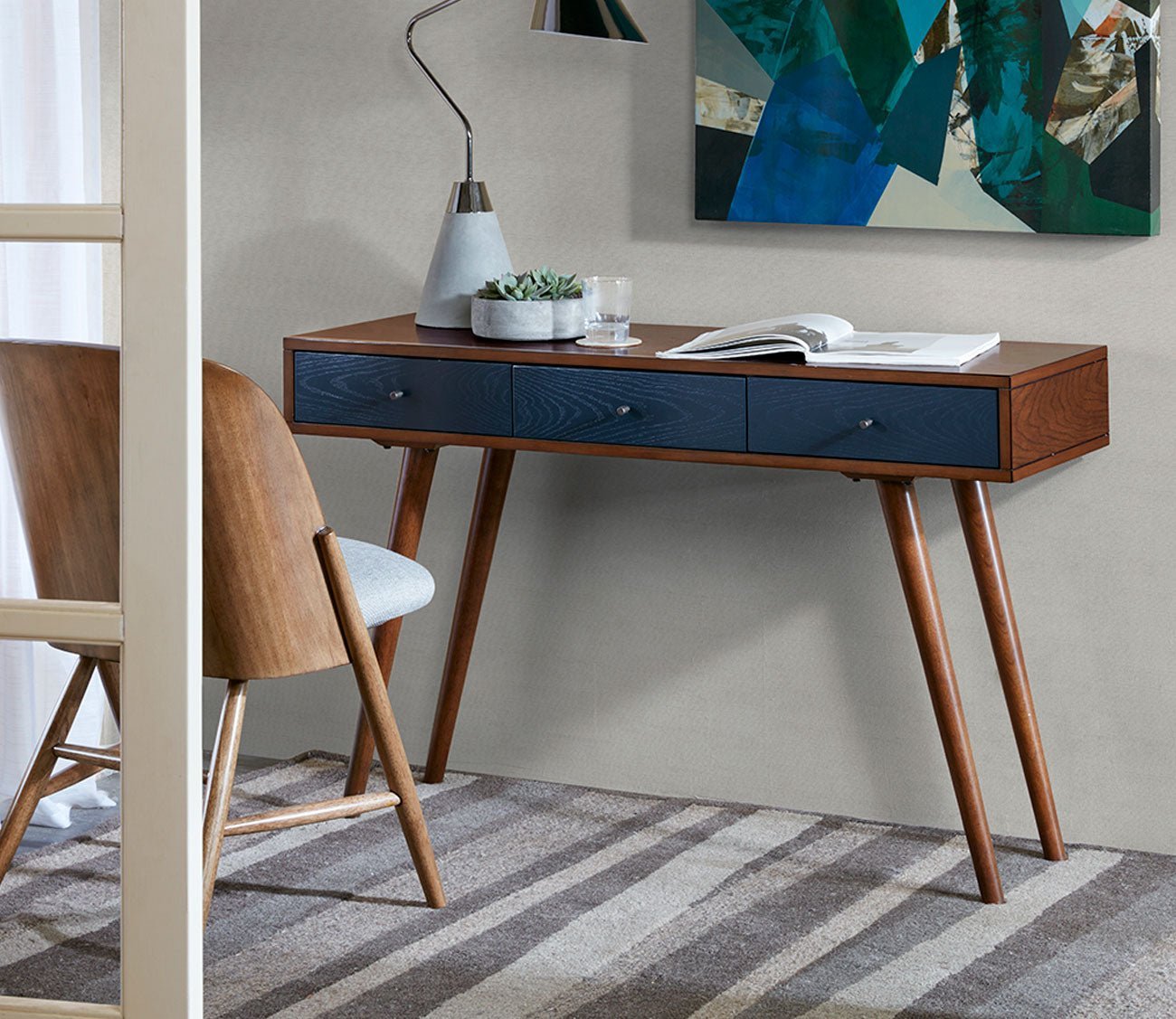 Madison Park Rigby Two-Tone Wood 3-Drawer Writing Desk