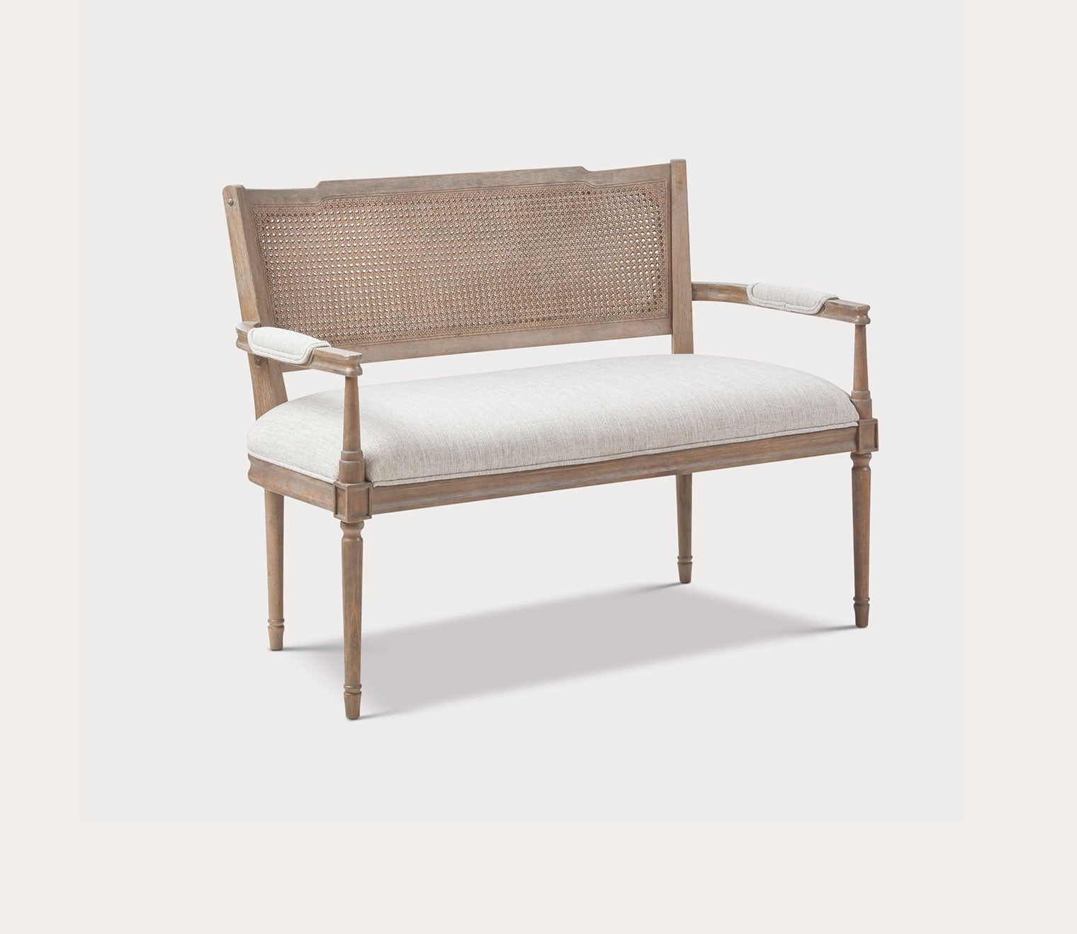Madison Park Willshire Rattan Inset Beige Upholstered Settee by Madison Park