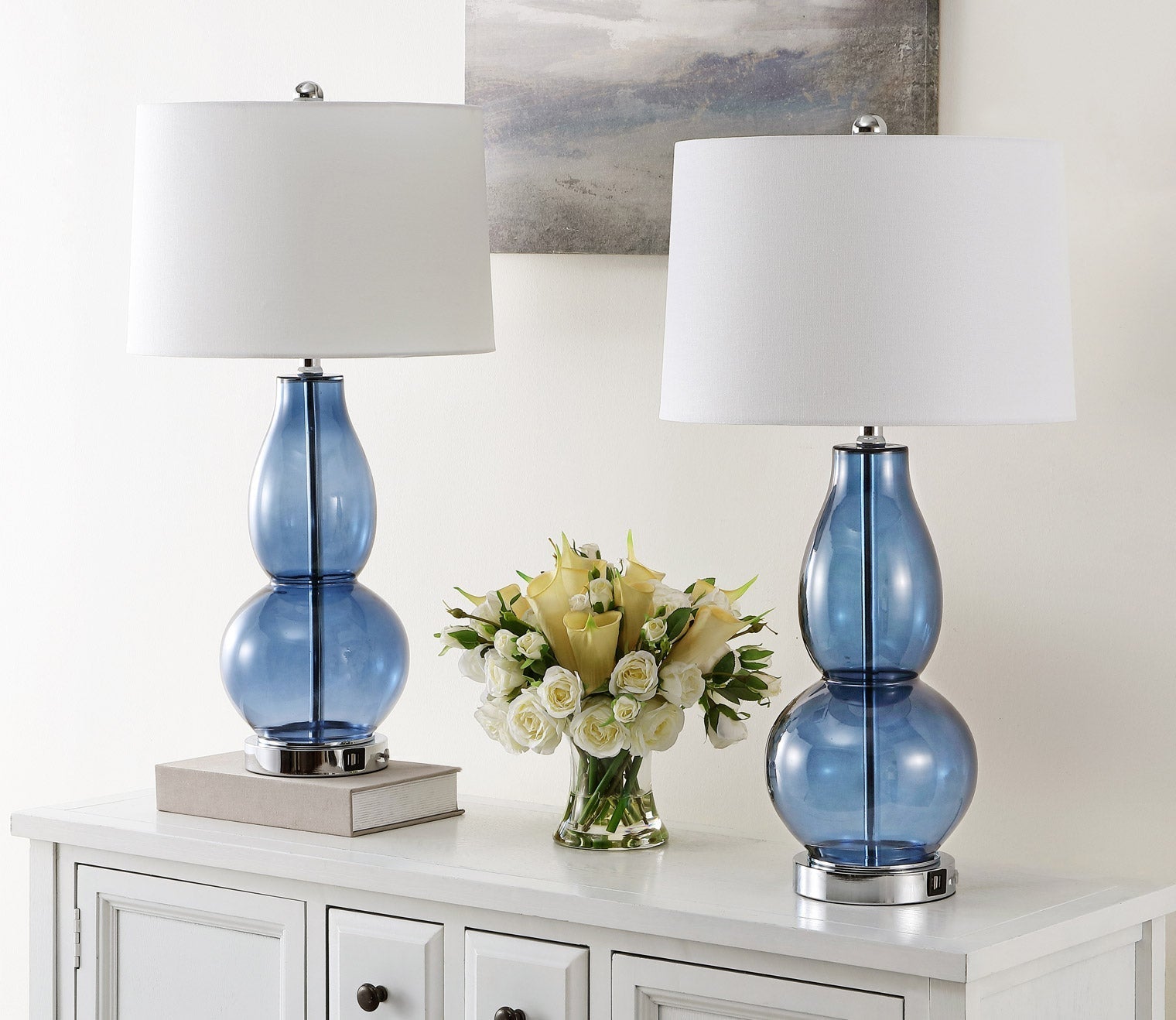 Mercurio Blue Gourd Table Lamp Set of 2