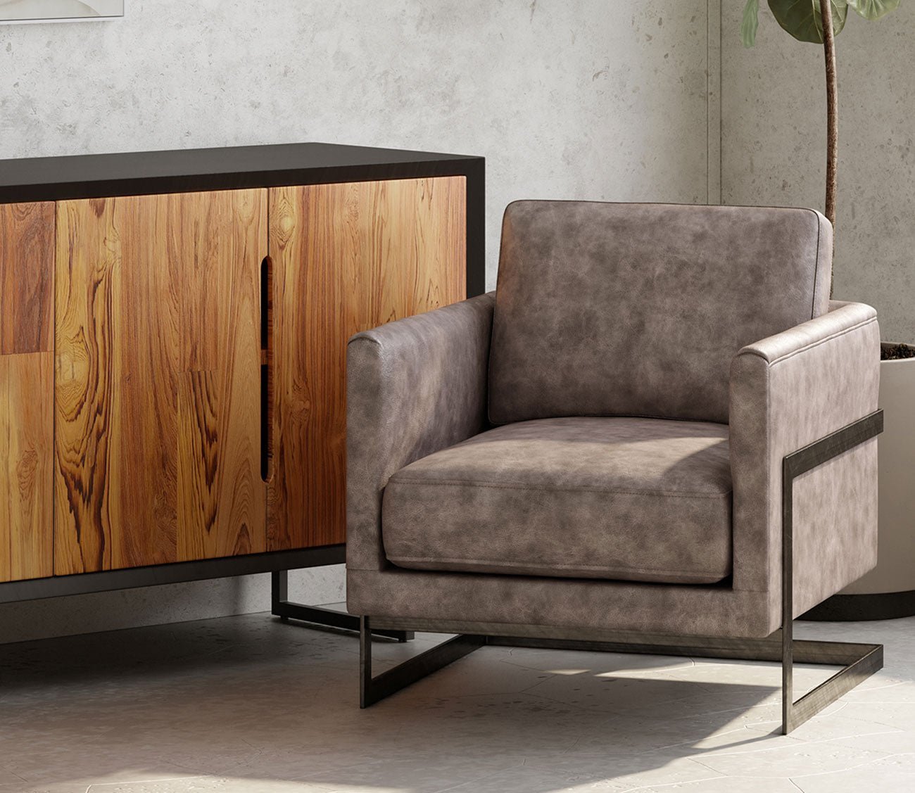 Moe's Furniture Luxley Iron Frame Upholstered Club Chair by Moe's Furniture