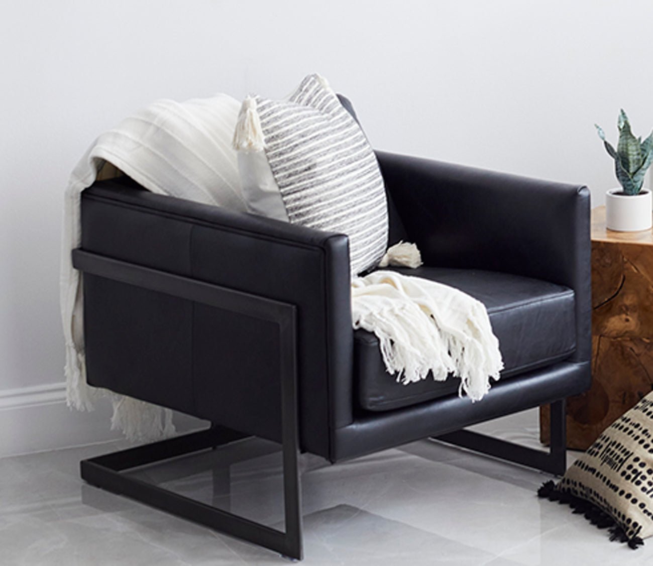 Moe's Furniture Luxley Iron Frame Upholstered Club Chair by Moe's Furniture