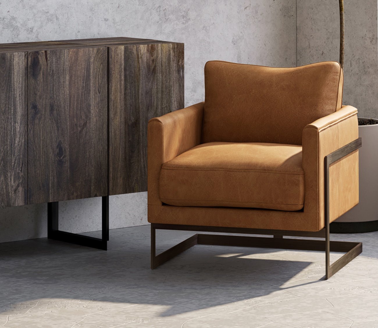 Moe's Furniture Luxley Iron Frame Upholstered Club Chair by Moe's Furniture