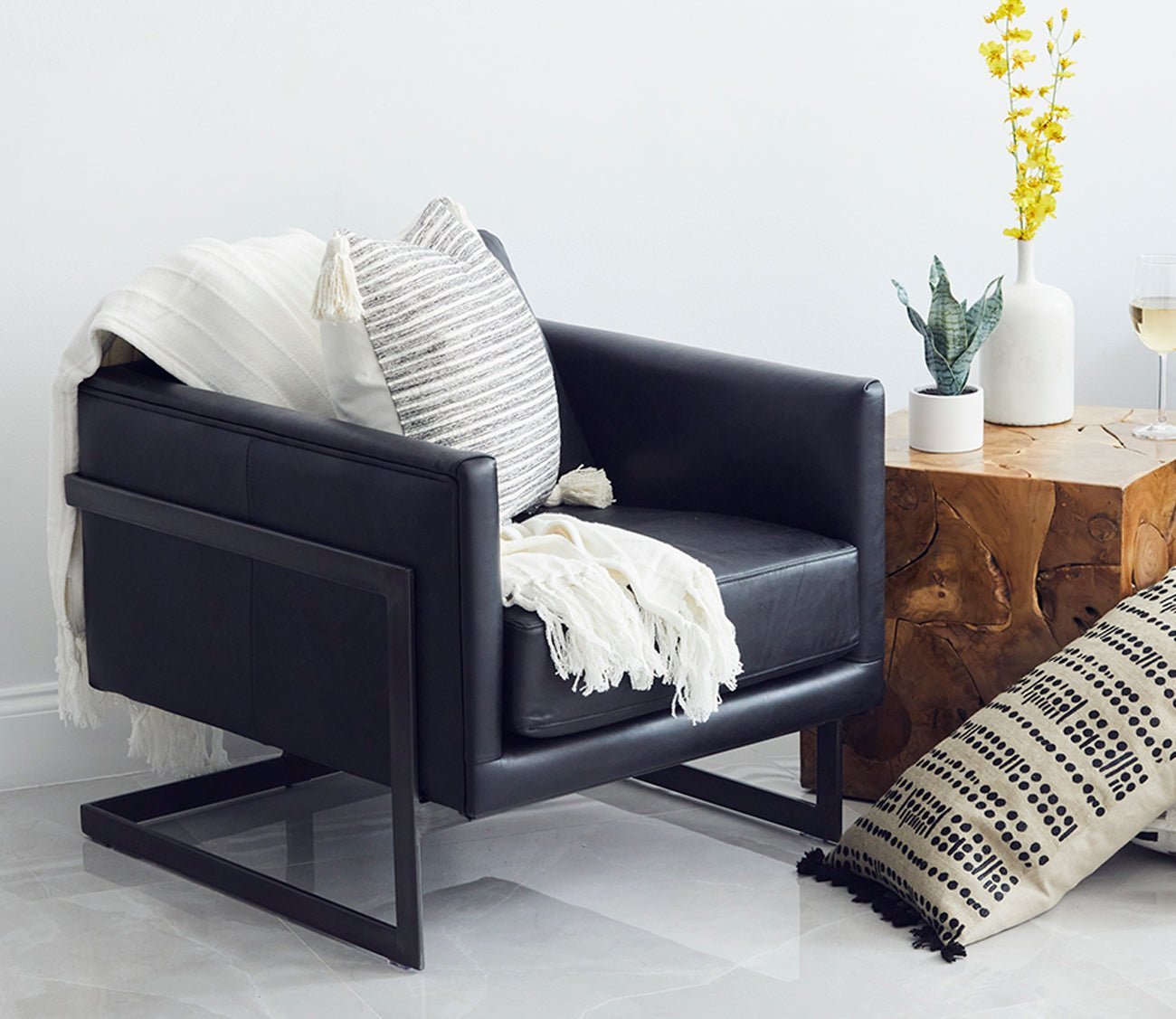 Moe's Furniture Luxley Iron Frame Upholstered Club Chair by Moe's Furniture