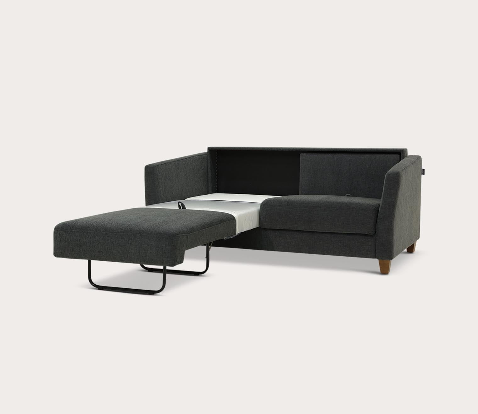 Monika Queen Sofa Sleeper by Luonto, charcoal, part open