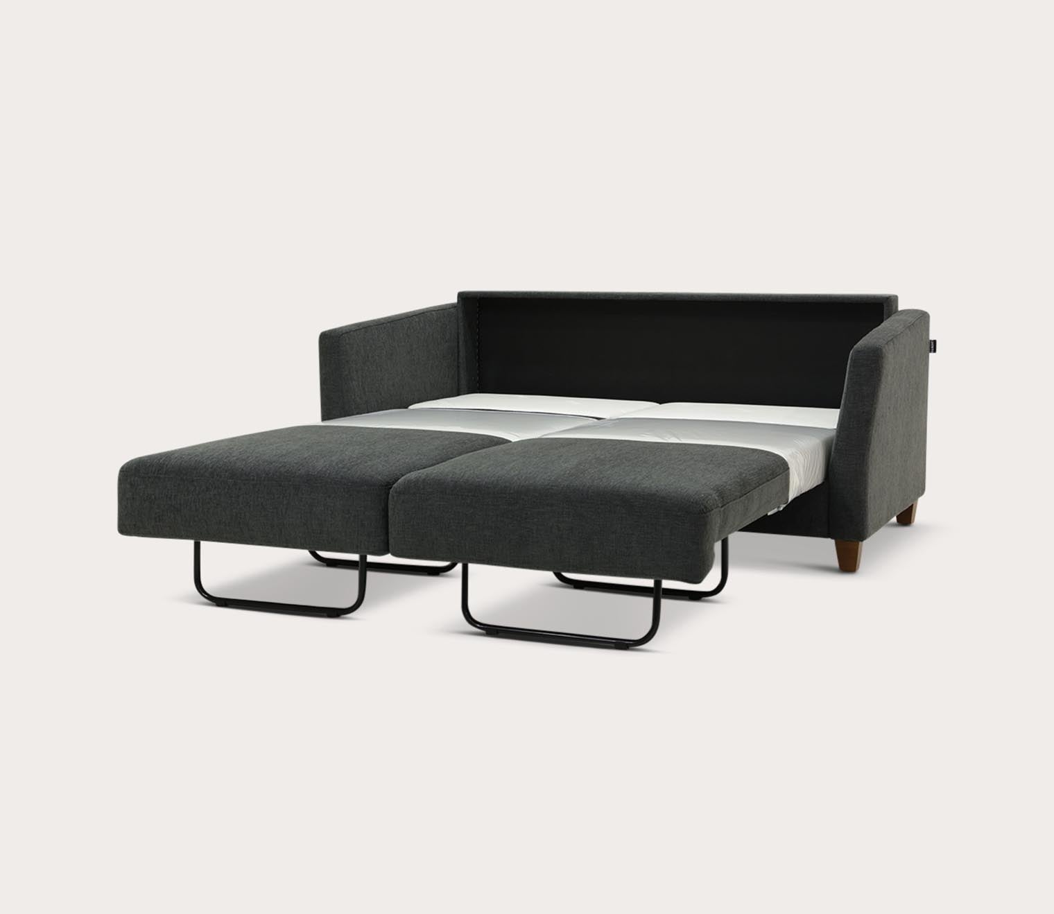 Monika Queen Sofa Sleeper by Luonto, charcoal, fully open