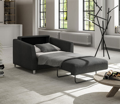 Monika Chair Sleeper by Luonto in charcoal, bed open