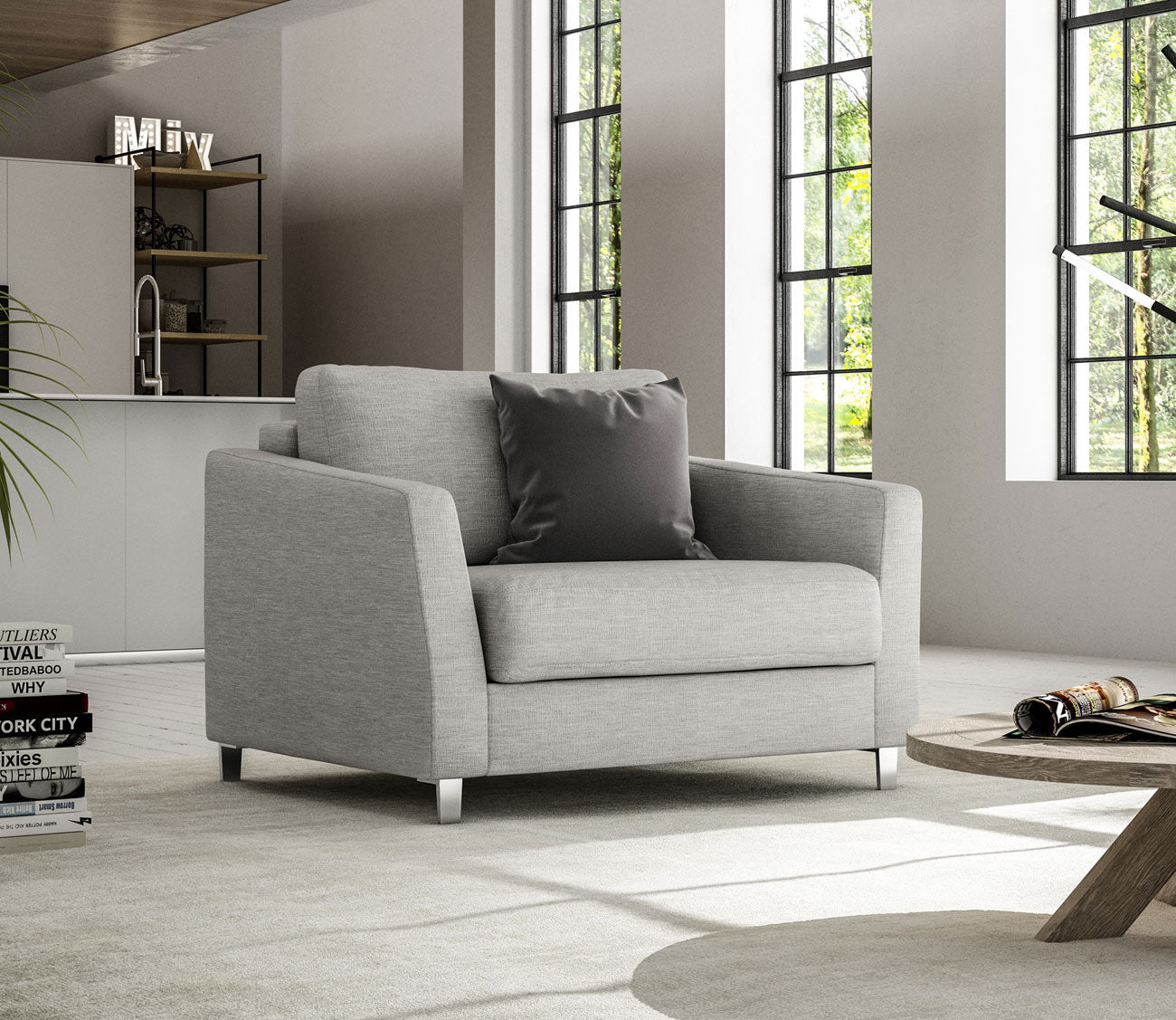 Monika Chair Sleeper by Luonto in gray