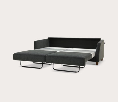 Monika King Sofa Sleeper by Luonto in Charcoal, silo, fully open