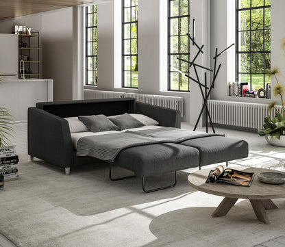 Monika Full XL Sofa Sleeper by Luonto in charcoal, bed opened