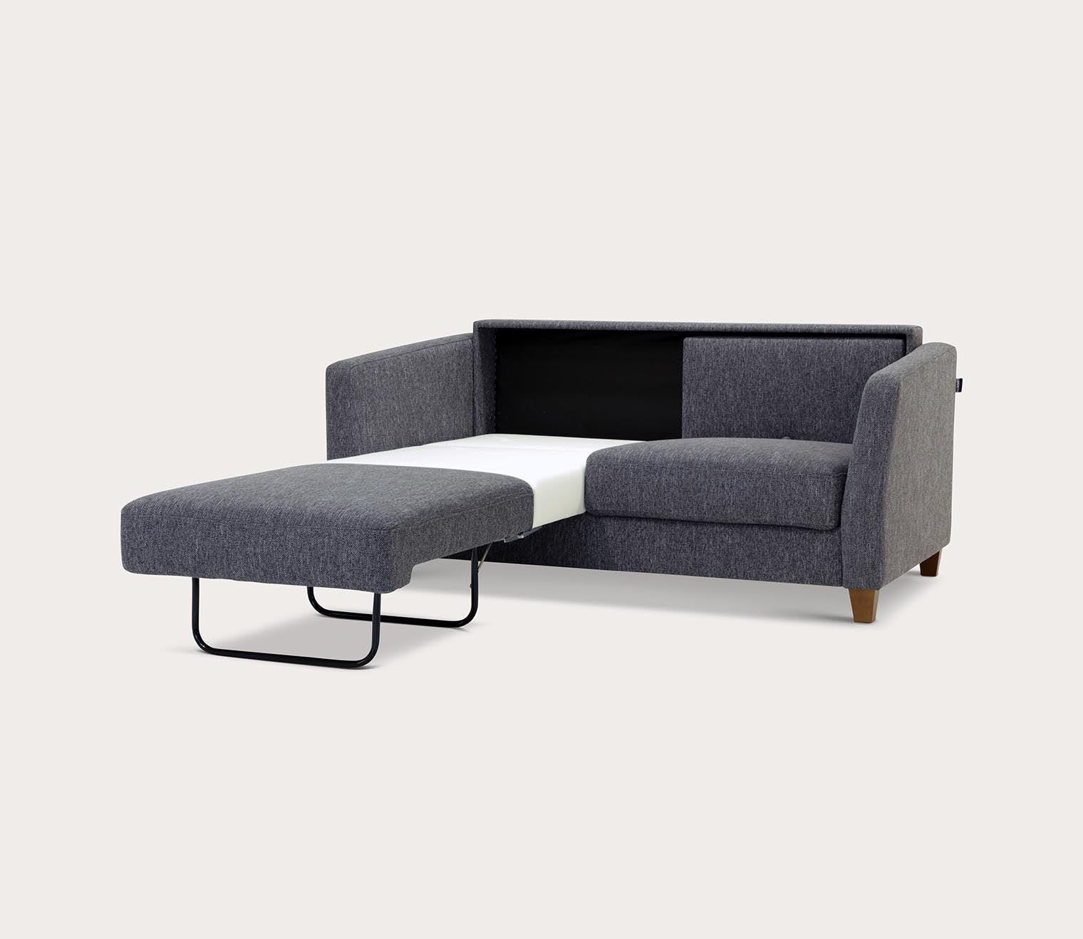 Monika Sofa Sleeper by Luonto in Charcoal, silo, part open