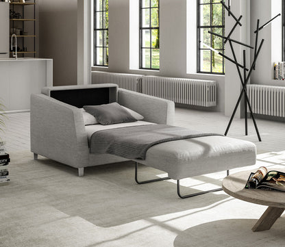 Monika Chair Sleeper by Luonto in gray, bed open