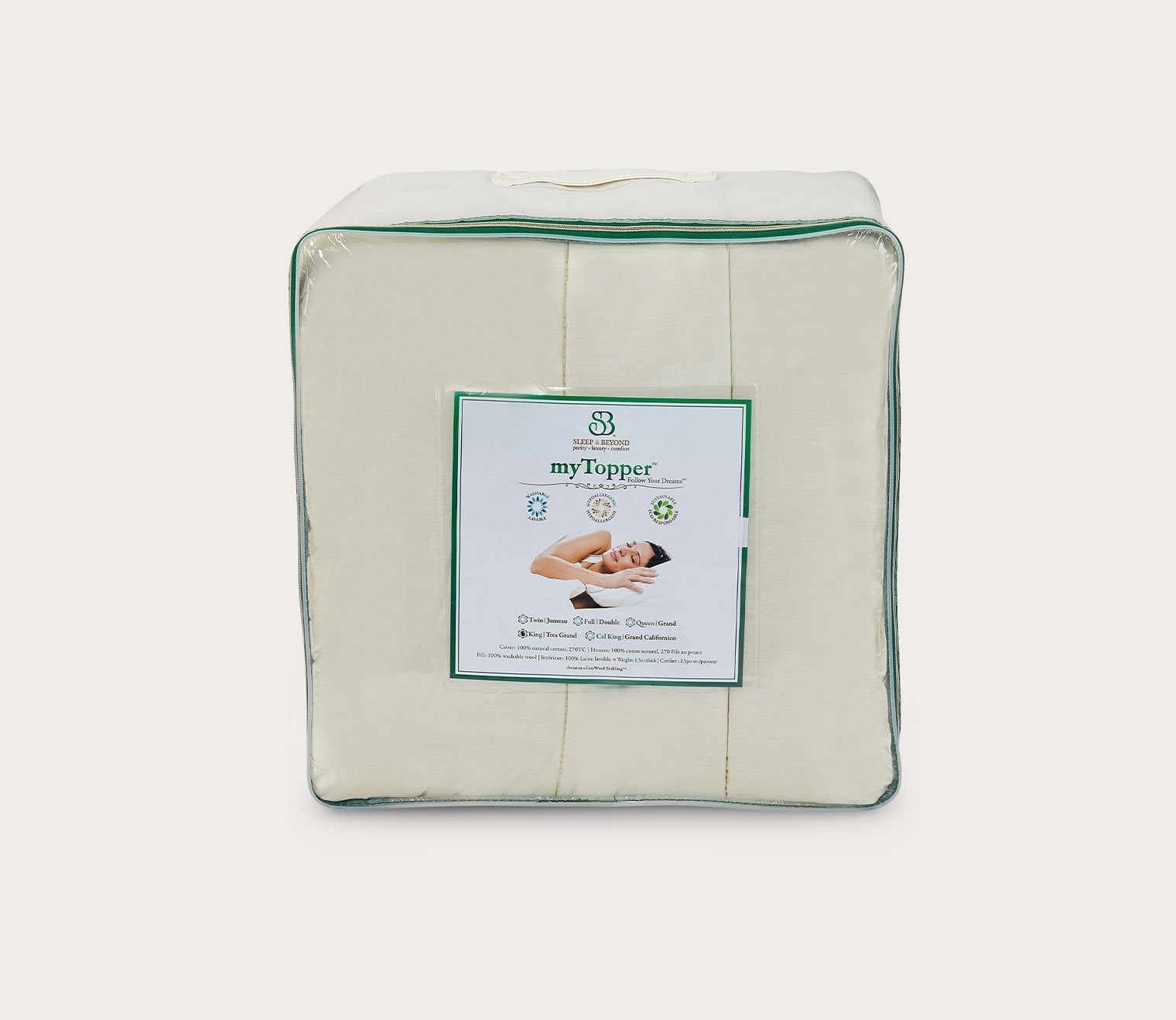 myTopper® Wool Mattress Topper by Sleep & Beyond, packaging