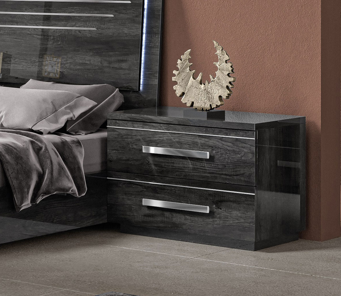 NCA Designs Palmi Lacquered 2-Drawer Nightstand