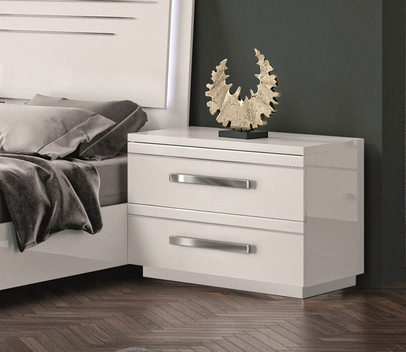 NCA Designs Palmi Lacquered 2 - Drawer Nightstand by NCA Designs