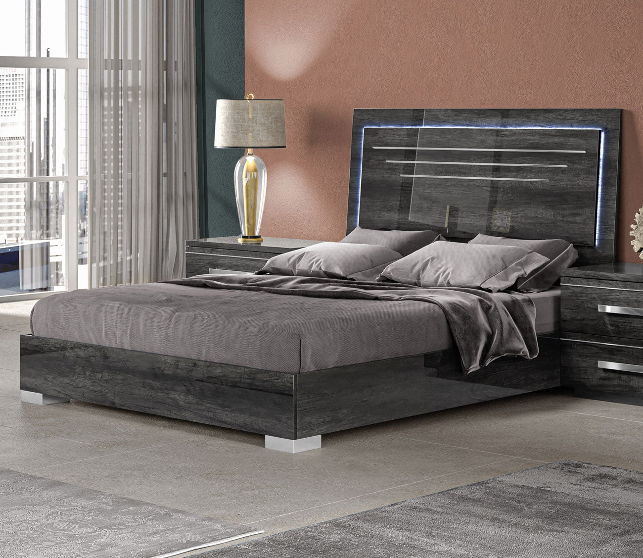 NCA Designs Palmi Lacquered LED Panel Bed by NCA Designs