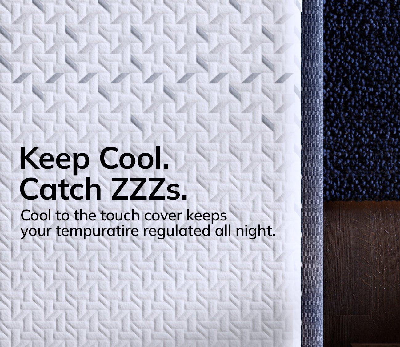 Close-up of Nectar 5.1 Classic Hybrid Mattress cover with textured knit fabric designed to help regulate temperature throughout the night.