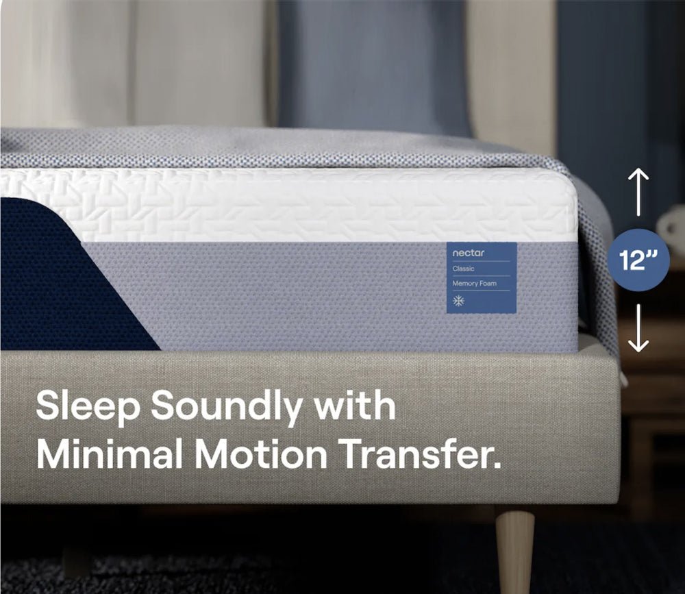 Close-up of Nectar 5.1 Classic Memory Foam Mattress showcasing minimal motion transfer.