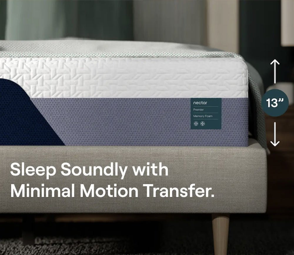 Close-up of Nectar 5.1 Premier Memory Foam Mattress showcasing minimal motion transfer feature.