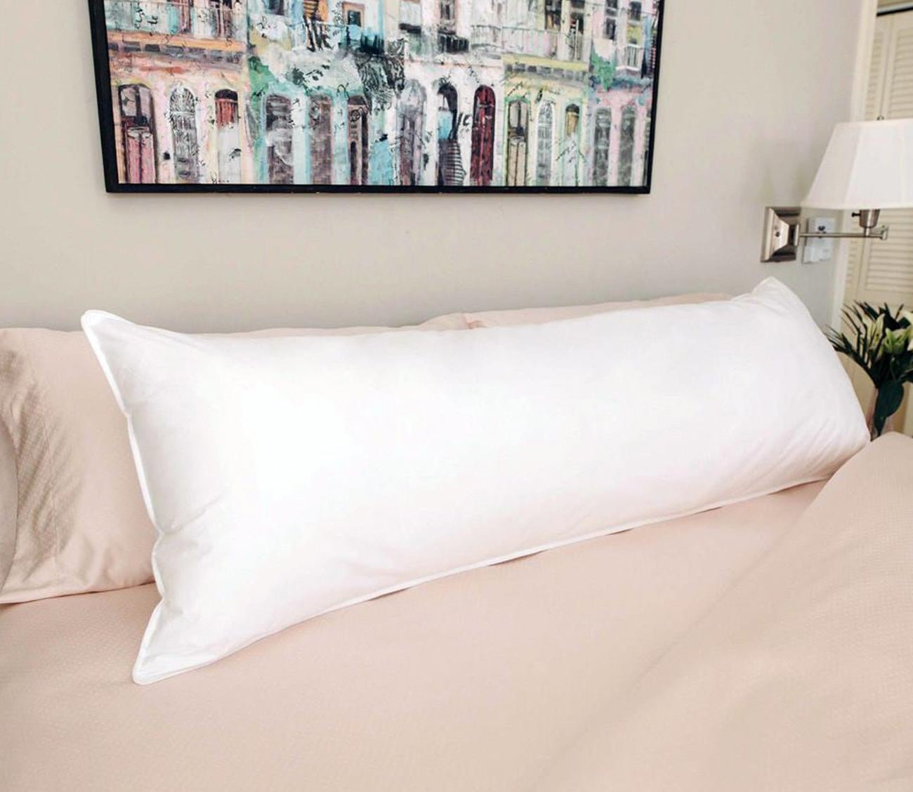 Night Song Down Alternative Body Pillow by City Mattress, close up of pillow on bed