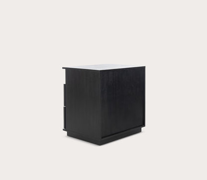 Patty 2-Drawer Nightstand by Safavieh - silo in black, back and side view