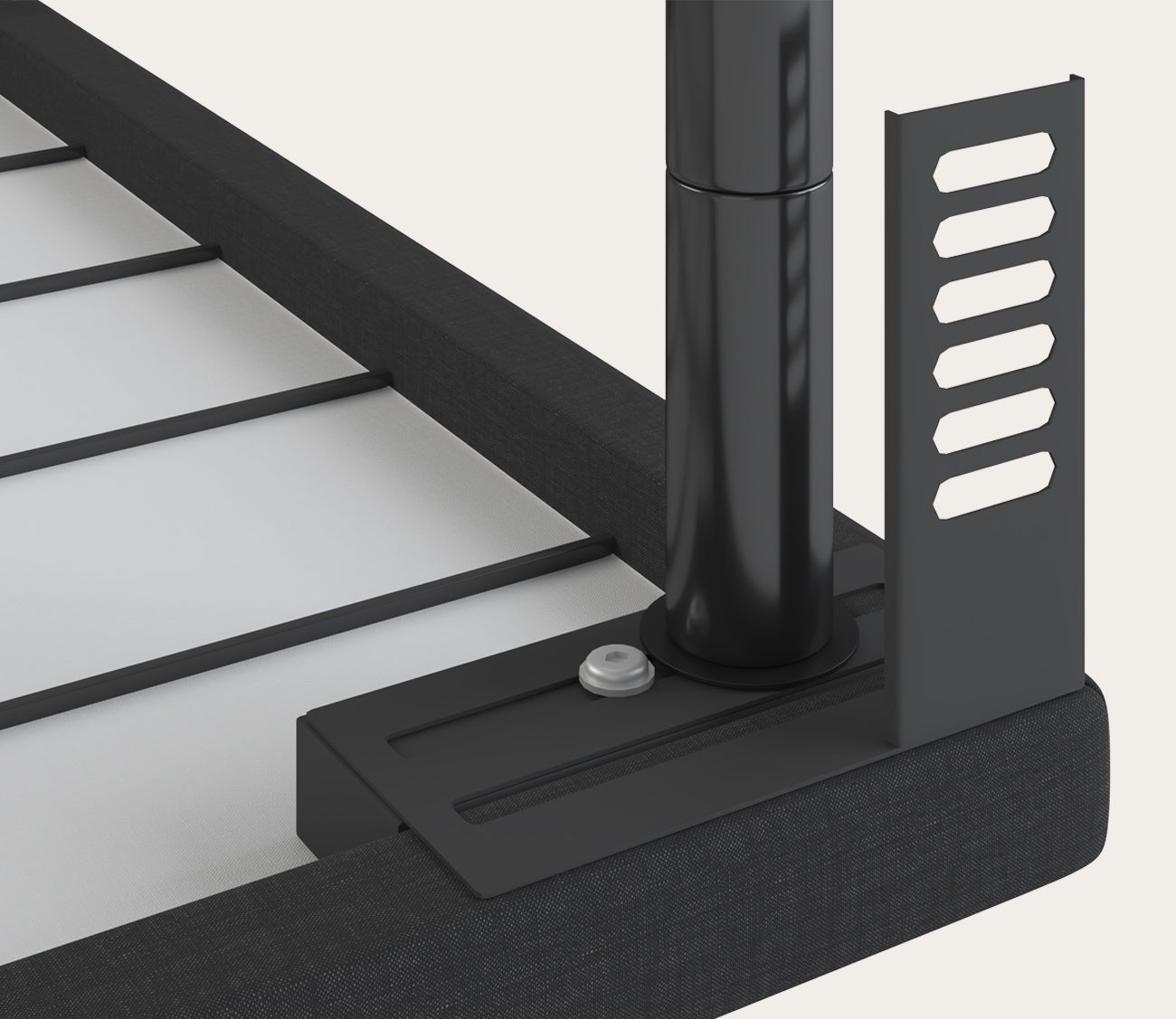 Plateau Platform Frame by Hollywood Bed & Spring MFG, close up of frame construction