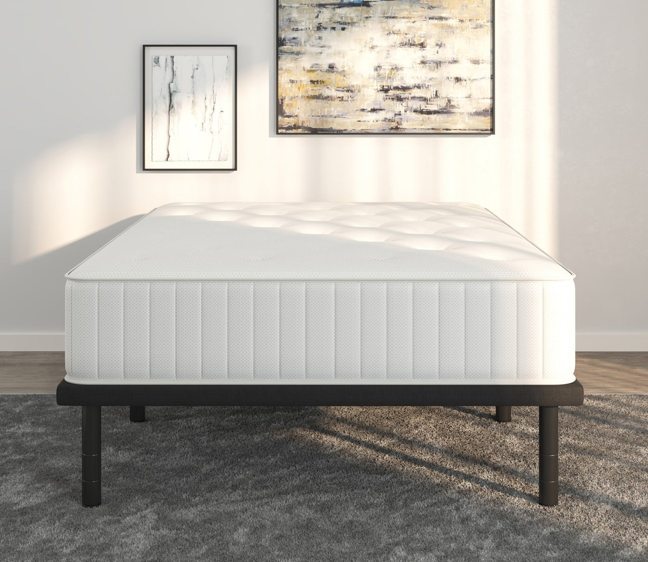 Plateau Platform Frame by Hollywood Bed & Spring MFG, roomscene with mattress