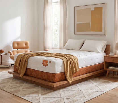 PranaSleep Karma Select Hybrid Plush Mattress in a lifestyle setting - angle view