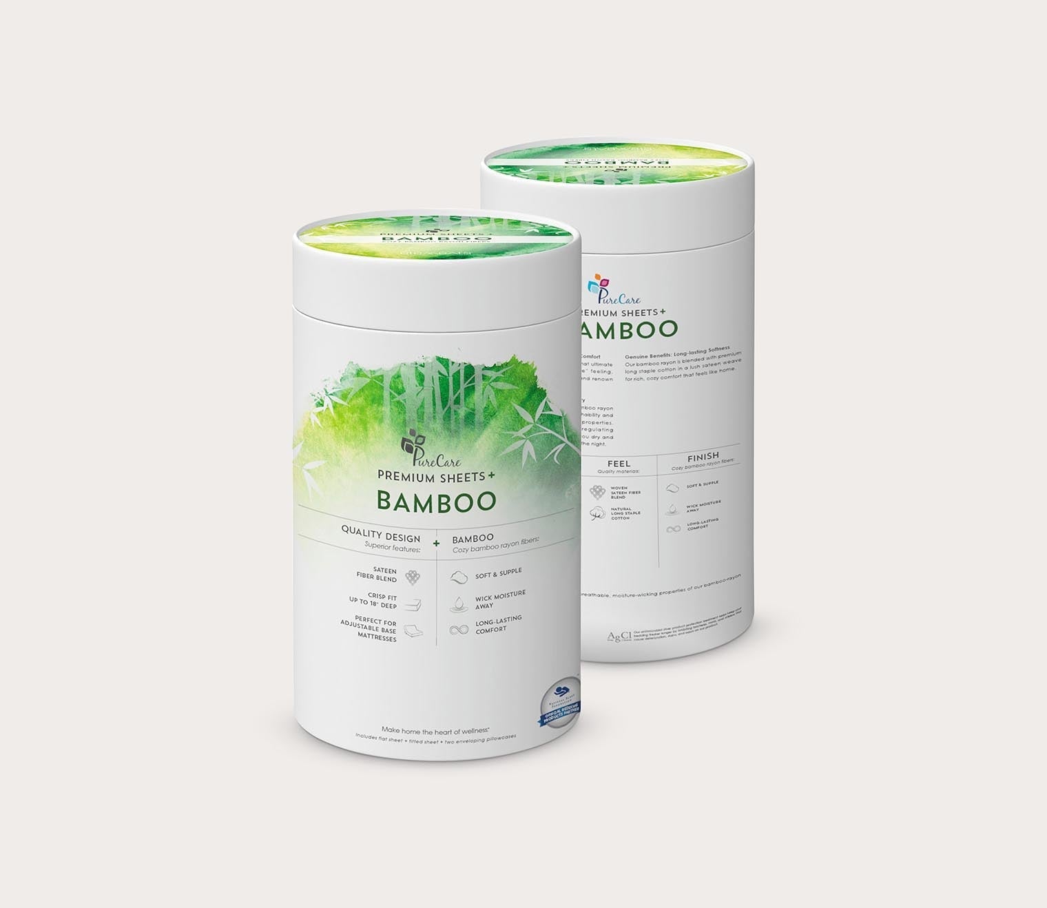 Premium Bamboo Sheet Set by PureCare, packaging