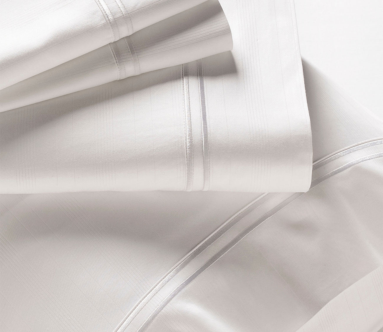 Purecare Premium Bamboo Sheet Set in white, closeup of stitching