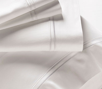Purecare Premium Bamboo Sheet Set in white, closeup of stitching