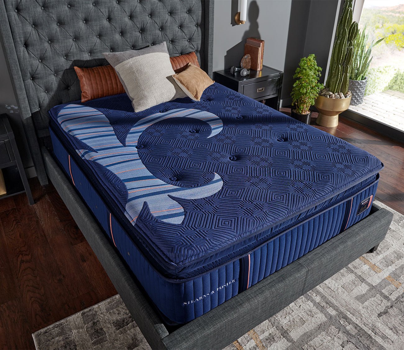 Reserve Plush Euro Pillow Top Mattress in a lifestyle setting - top view.