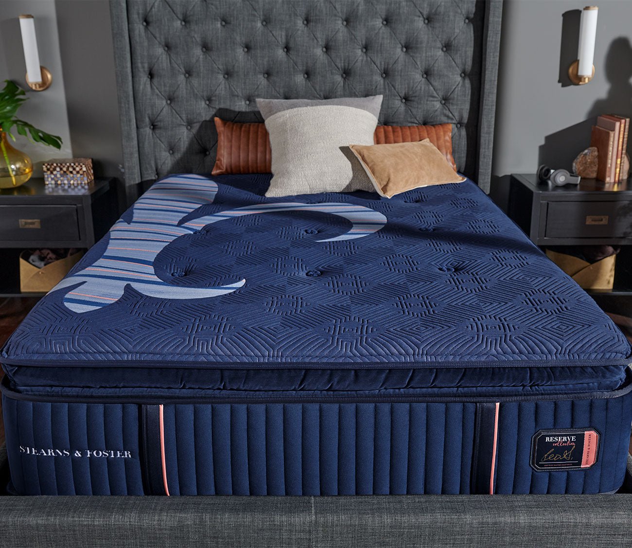 Close-up view of Reserve Plush Euro Pillow Top Mattress in a lifestyle setting.
