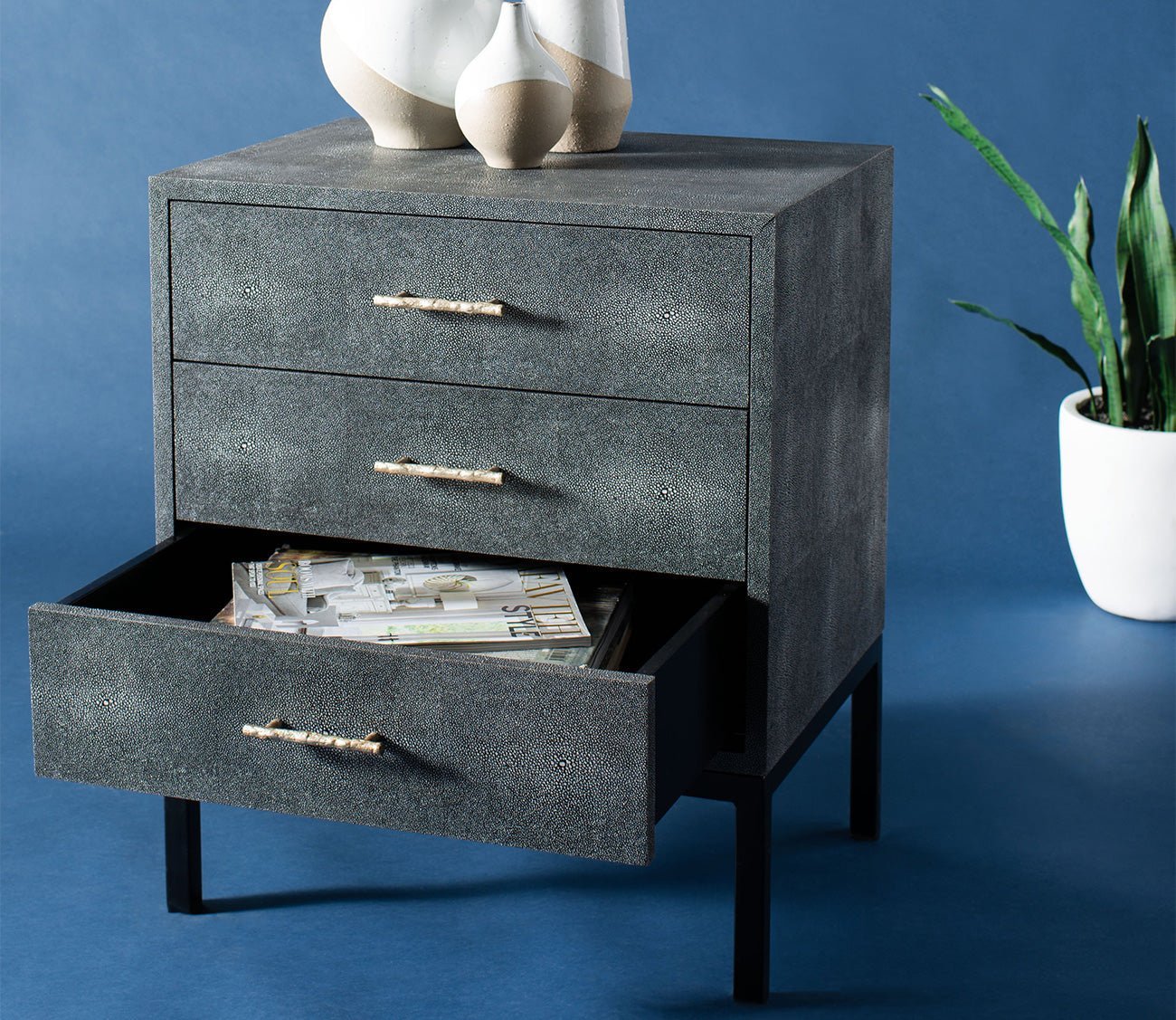 Safavieh Camden Faux Shagreen Nightstand by Safavieh