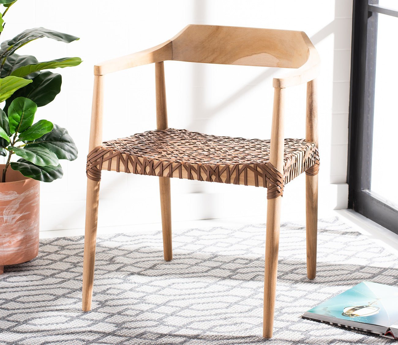 Safavieh Munro Leather Woven Accent Chair by Safavieh
