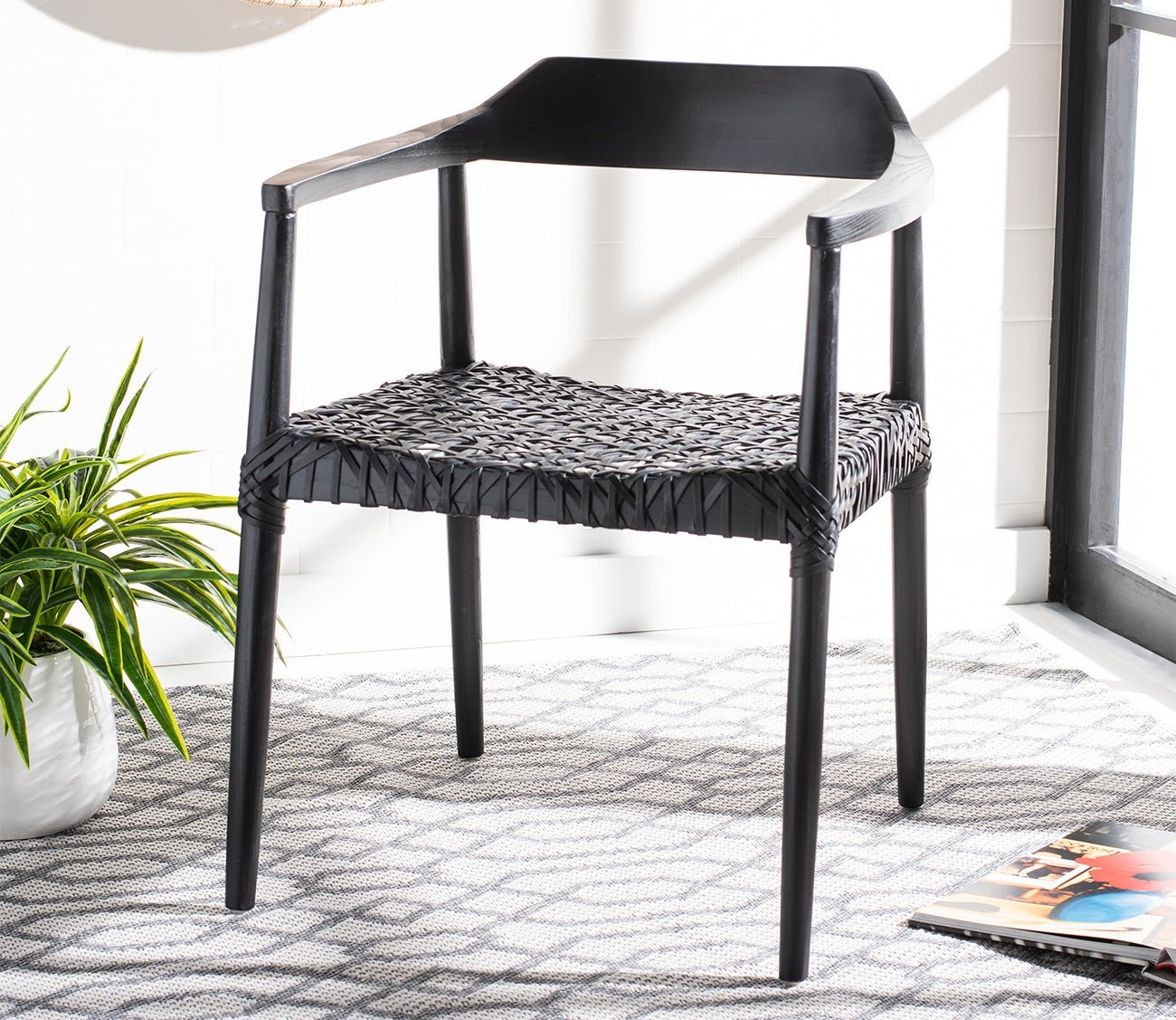 Safavieh Munro Leather Woven Accent Chair by Safavieh