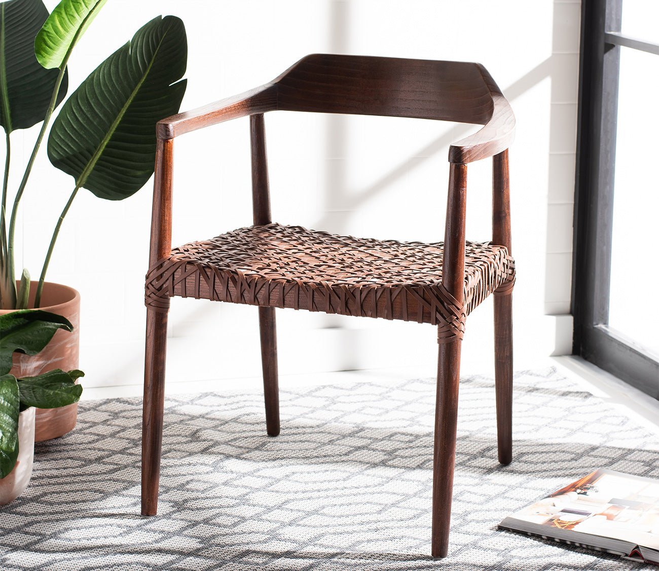 Safavieh Munro Leather Woven Accent Chair by Safavieh