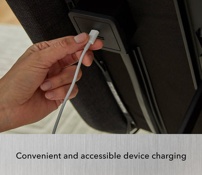 Serta Baselogic Platinum Adjustable Base showcasing convenient embedded device charging feature.