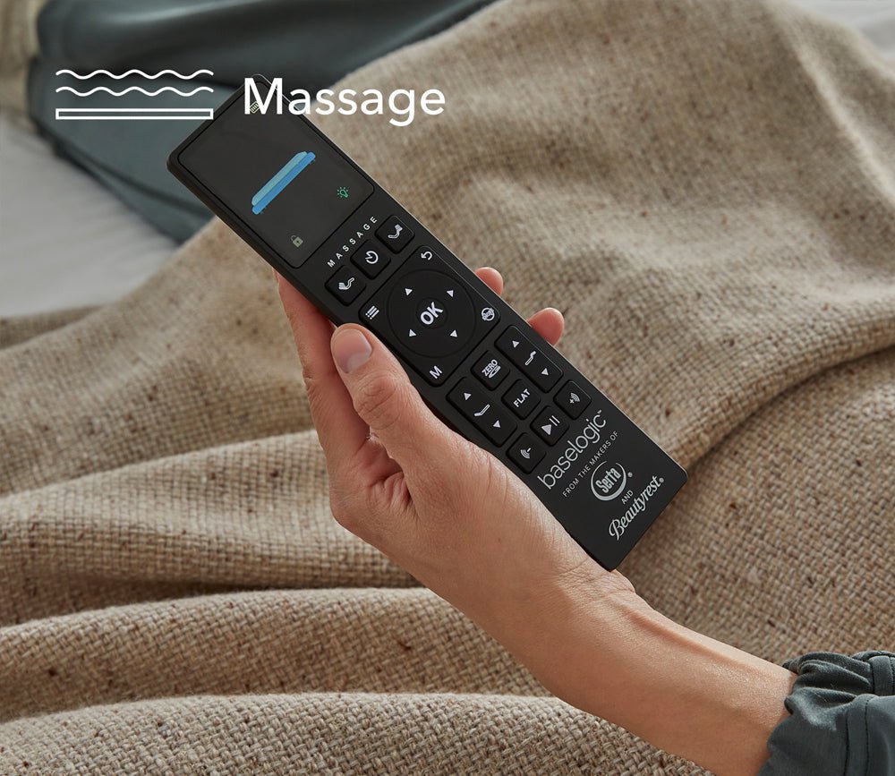 Serta Baselogic Platinum Adjustable Base showcasing remote control and massage features