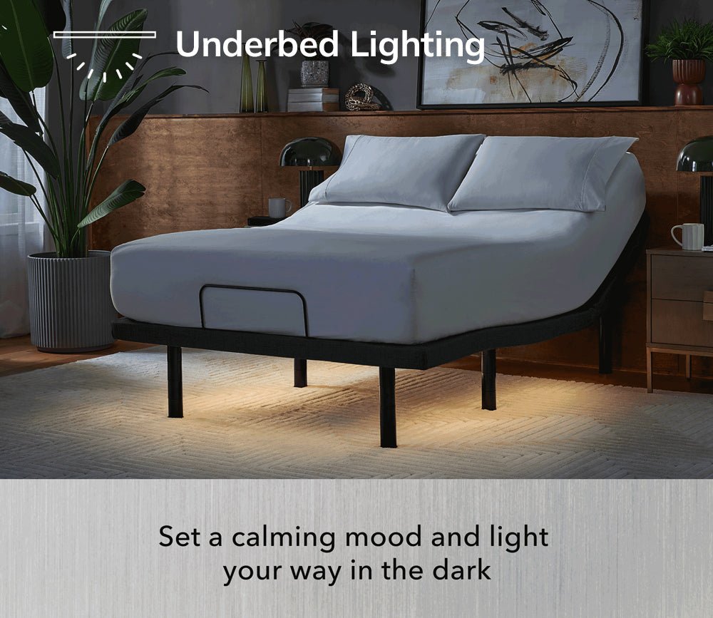 Serta Baselogic Platinum Adjustable Base showcasing underbed lighting